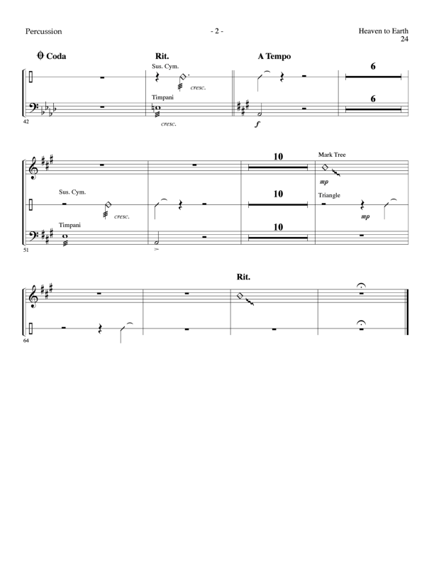 Heaven To Earth (Choral Anthem SATB) Percussion (Lillenas Choral / Arr. Tom Fettke / Orch. Richard Kingsmore)
