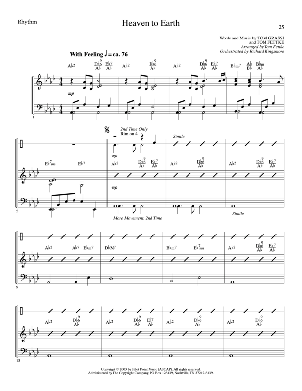 Heaven To Earth (Choral Anthem SATB) Rhythm Chart (Lillenas Choral / Arr. Tom Fettke / Orch. Richard Kingsmore)