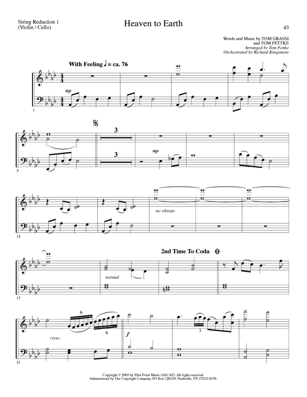 Heaven To Earth (Choral Anthem SATB) Synth Strings (Lillenas Choral / Arr. Tom Fettke / Orch. Richard Kingsmore)