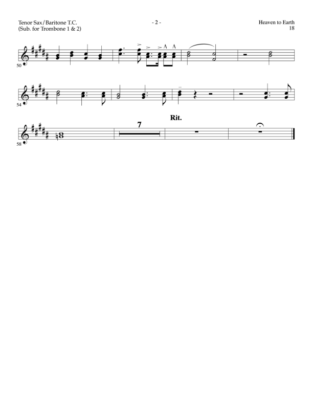 Heaven To Earth (Choral Anthem SATB) Tenor Sax/Baritone T.C. (Lillenas Choral / Arr. Tom Fettke / Orch. Richard Kingsmore)
