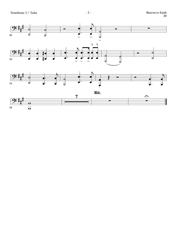 Heaven To Earth (Choral Anthem SATB) Trombone 3/Tuba (Lillenas Choral / Arr. Tom Fettke / Orch. Richard Kingsmore)