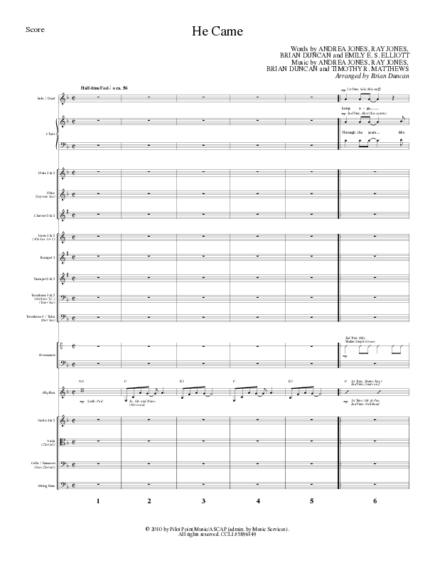 He Came (Choral Anthem SATB) Orchestration (Lillenas Choral / Arr. Brian Duncan)