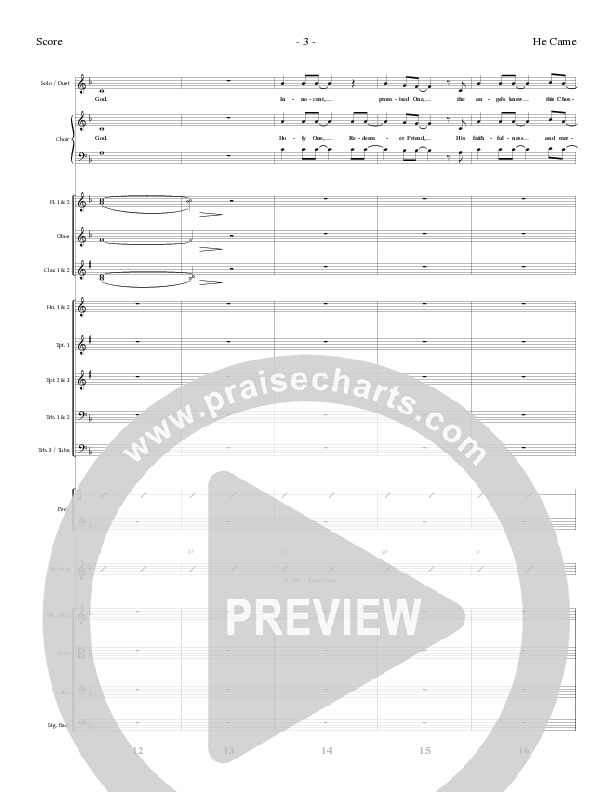He Came (Choral Anthem SATB) Conductor's Score (Lillenas Choral / Arr. Brian Duncan)
