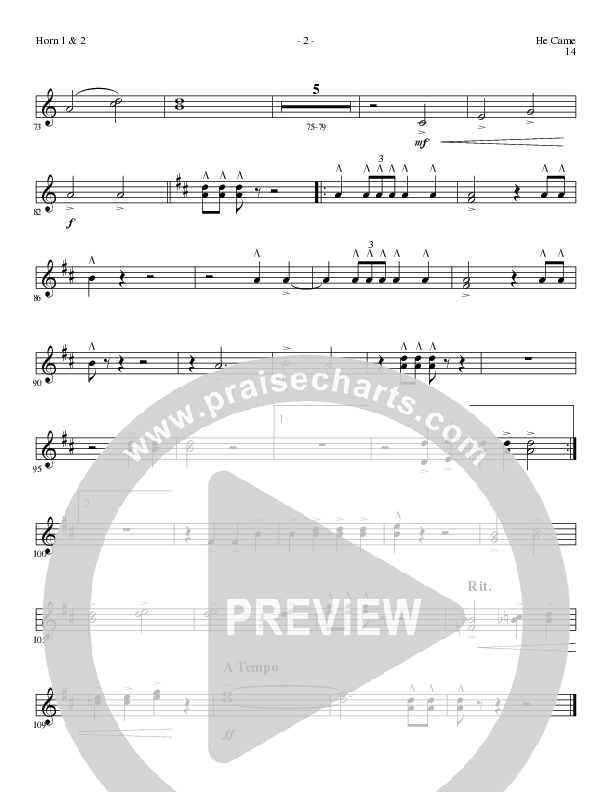 He Came (Choral Anthem SATB) French Horn 1/2 (Lillenas Choral / Arr. Brian Duncan)