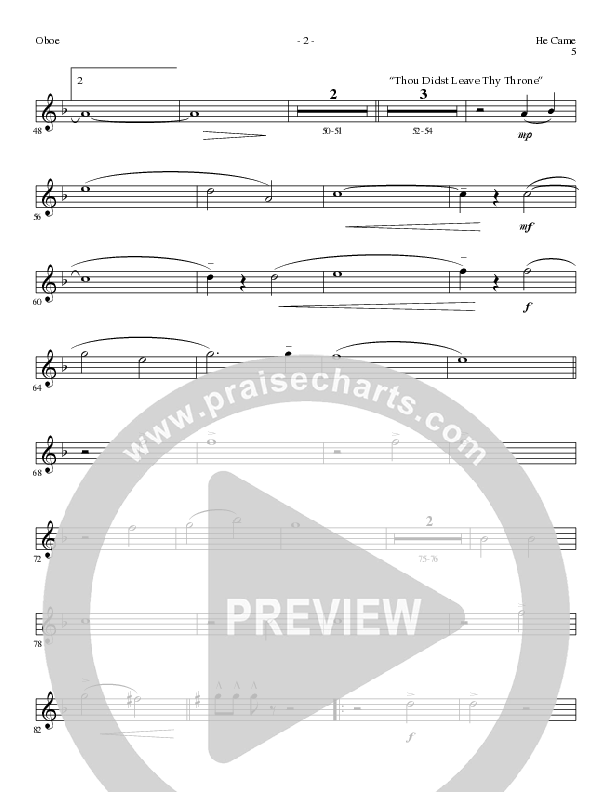 He Came (Choral Anthem SATB) Oboe (Lillenas Choral / Arr. Brian Duncan)