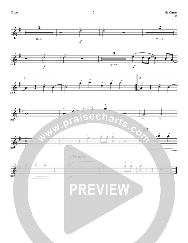 He Came (Choral Anthem SATB) Oboe (Lillenas Choral / Arr. Brian Duncan)