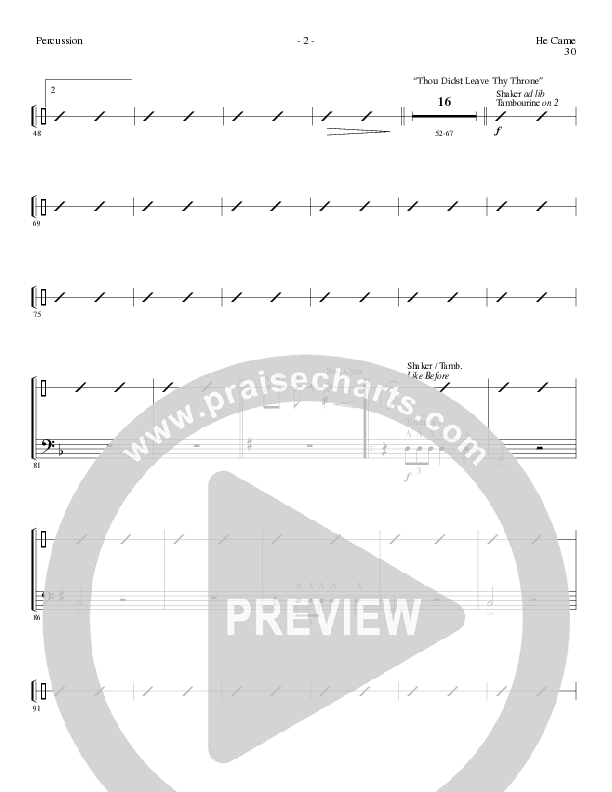 He Came (Choral Anthem SATB) Percussion (Lillenas Choral / Arr. Brian Duncan)