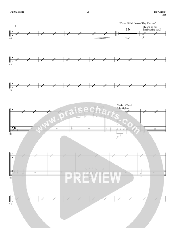 He Came (Choral Anthem SATB) Percussion (Lillenas Choral / Arr. Brian Duncan)
