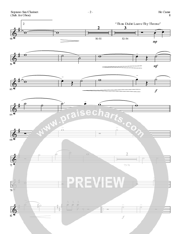 He Came (Choral Anthem SATB) Soprano Sax (Lillenas Choral / Arr. Brian Duncan)