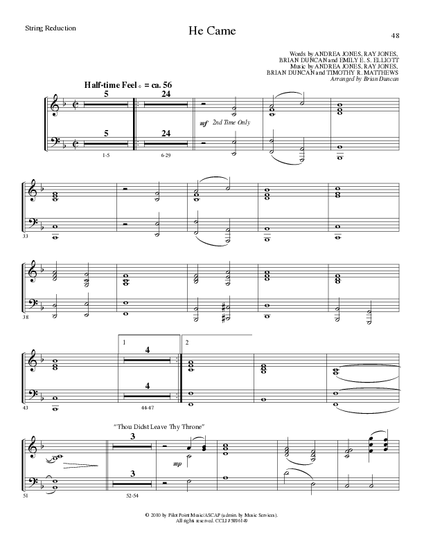 He Came (Choral Anthem SATB) String Reduction (Lillenas Choral / Arr. Brian Duncan)