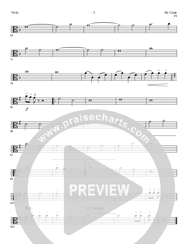 He Came (Choral Anthem SATB) Viola (Lillenas Choral / Arr. Brian Duncan)