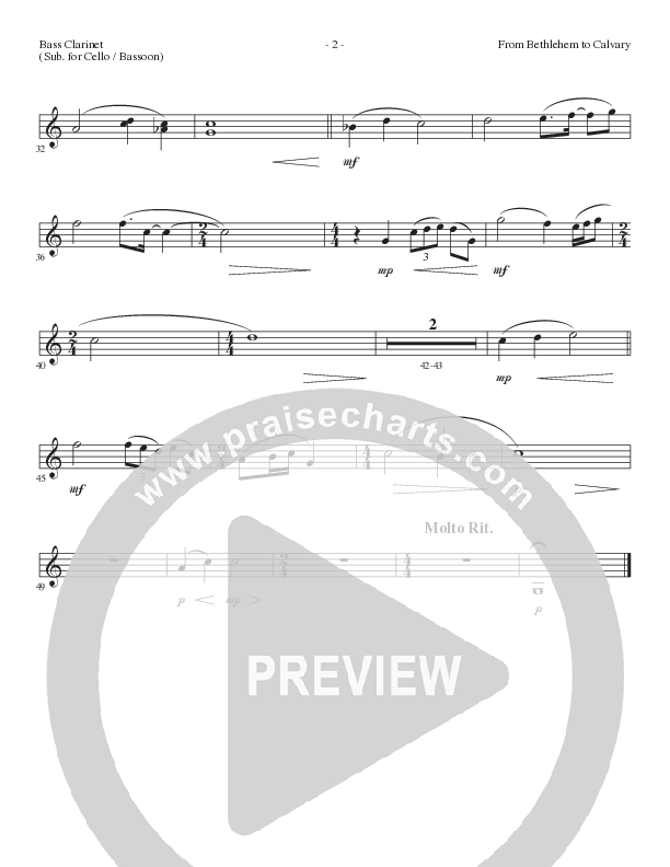 From Bethlehem To Calvary (Choral Anthem SATB) Bass Clarinet (Lillenas Choral / Arr. Mike Speck / Arr. Tim Parton)