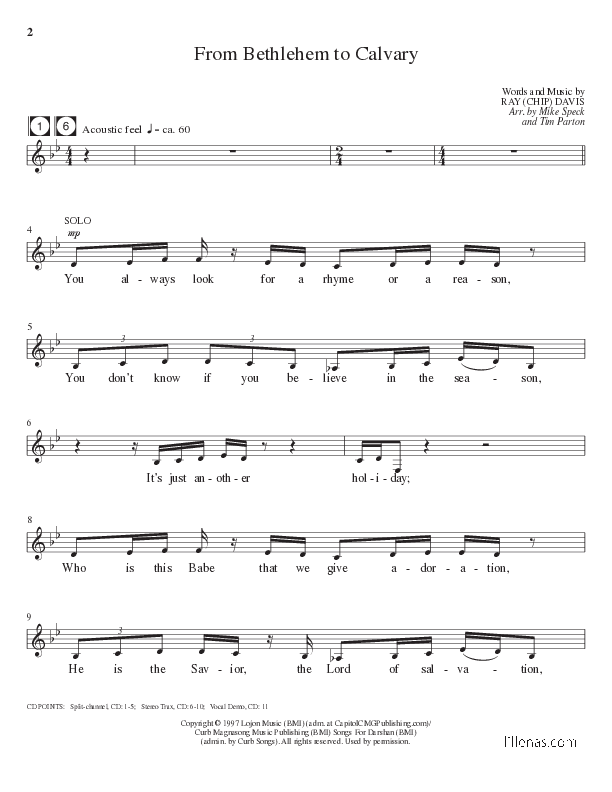 From Bethlehem To Calvary (Choral Anthem SATB) Choir Vocals (SATB) (Lillenas Choral / Arr. Mike Speck / Arr. Tim Parton)