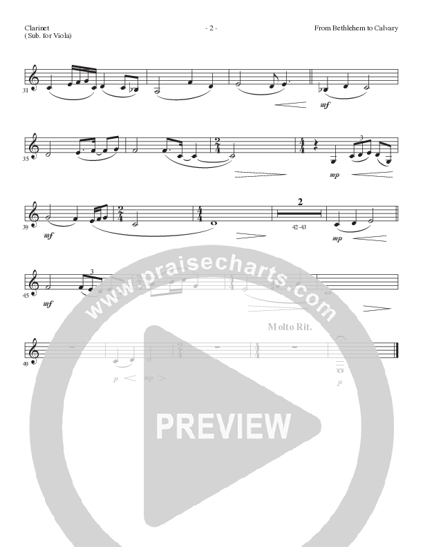 From Bethlehem To Calvary (Choral Anthem SATB) Clarinet (Lillenas Choral / Arr. Mike Speck / Arr. Tim Parton)