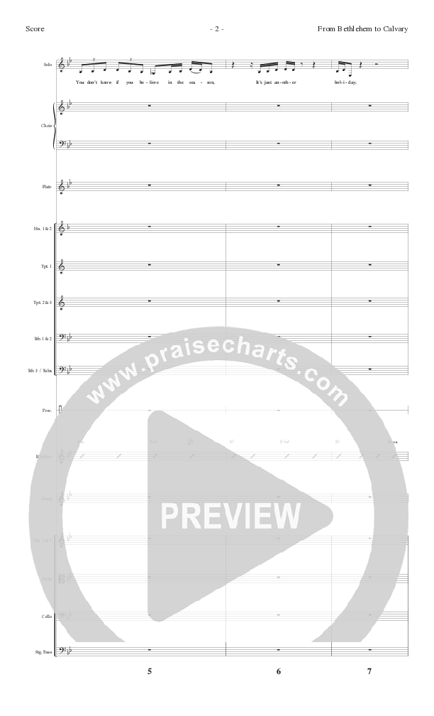 From Bethlehem To Calvary (Choral Anthem SATB) Orchestration (Lillenas Choral / Arr. Mike Speck / Arr. Tim Parton)