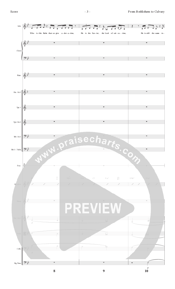 From Bethlehem To Calvary (Choral Anthem SATB) Orchestration (Lillenas Choral / Arr. Mike Speck / Arr. Tim Parton)
