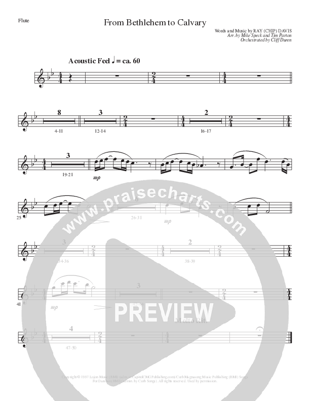 From Bethlehem To Calvary (Choral Anthem SATB) Flute (Lillenas Choral / Arr. Mike Speck / Arr. Tim Parton)