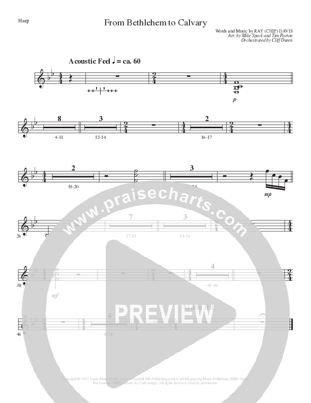 From Bethlehem To Calvary (Choral Anthem SATB) Harp (Lillenas Choral / Arr. Mike Speck / Arr. Tim Parton)