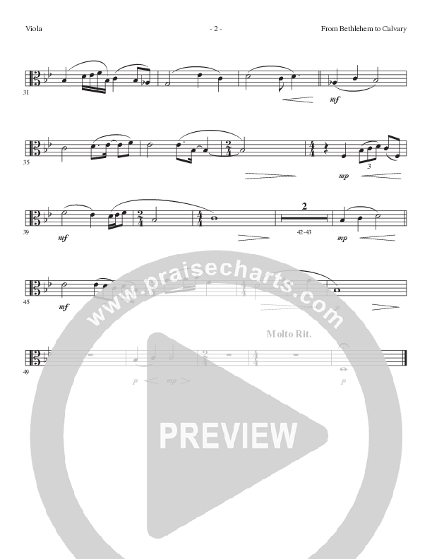 From Bethlehem To Calvary (Choral Anthem SATB) Viola (Lillenas Choral / Arr. Mike Speck / Arr. Tim Parton)