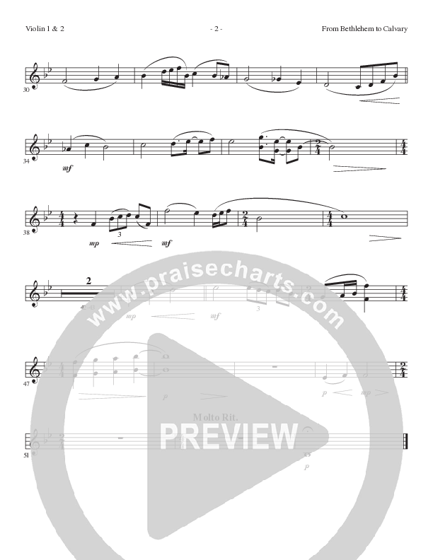 From Bethlehem To Calvary (Choral Anthem SATB) Violin 1/2 (Lillenas Choral / Arr. Mike Speck / Arr. Tim Parton)