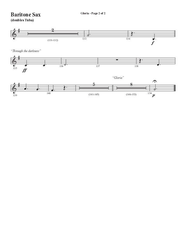 Gloria (Our Savior Found Us) (Choral Anthem SATB) Bari Sax (Word Music Choral / Arr. Cliff Duren)