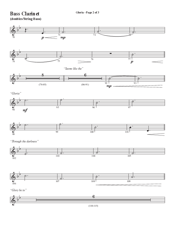 Gloria (Our Savior Found Us) (Choral Anthem SATB) Bass Clarinet (Word Music Choral / Arr. Cliff Duren)