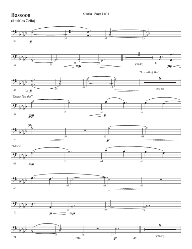 Gloria (Our Savior Found Us) (Choral Anthem SATB) Bassoon (Word Music Choral / Arr. Cliff Duren)