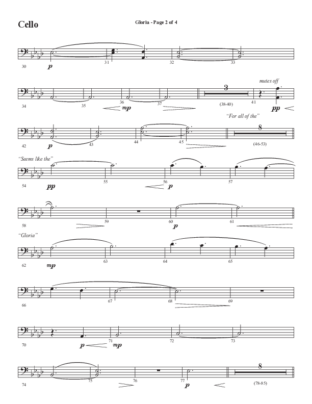 Gloria (Our Savior Found Us) (Choral Anthem SATB) Cello (Word Music Choral / Arr. Cliff Duren)