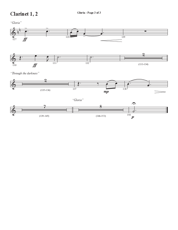 Gloria (Our Savior Found Us) (Choral Anthem SATB) Clarinet 1/2 (Word Music Choral / Arr. Cliff Duren)
