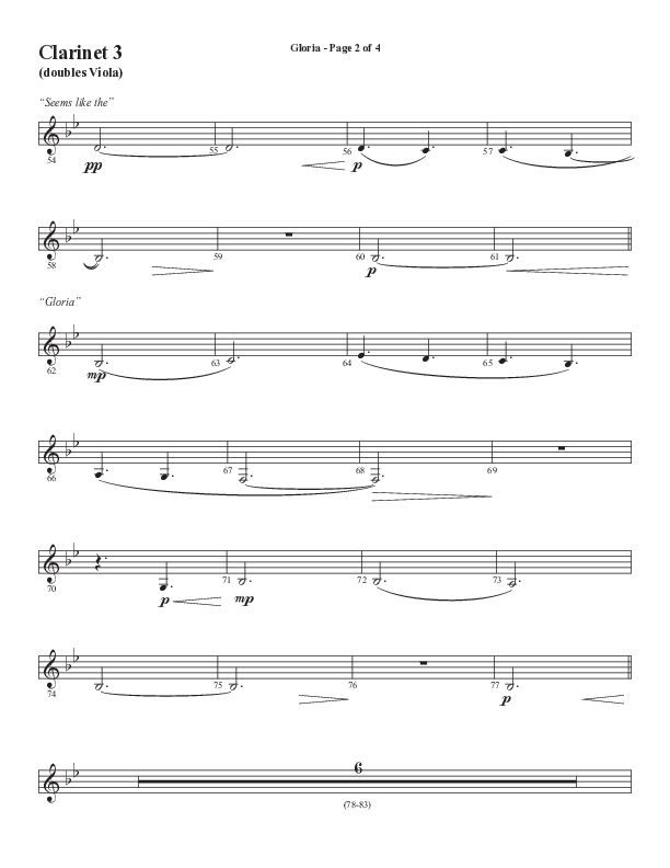 Gloria (Our Savior Found Us) (Choral Anthem SATB) Clarinet 3 (Word Music Choral / Arr. Cliff Duren)