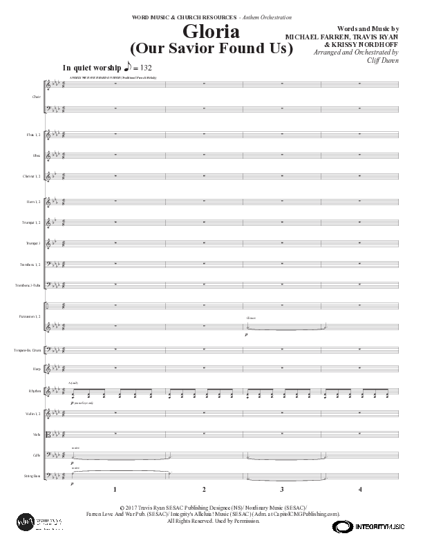 Gloria (Our Savior Found Us) (Choral Anthem SATB) Orchestration (Word Music Choral / Arr. Cliff Duren)
