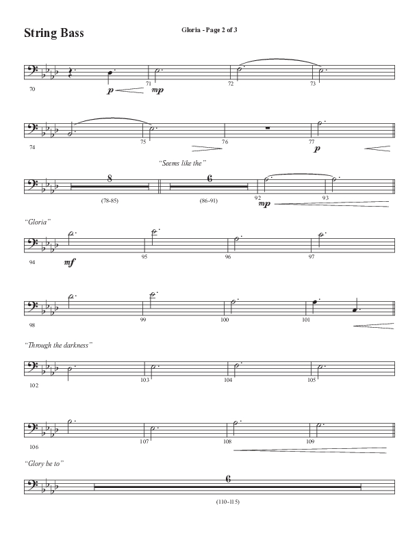 Gloria (Our Savior Found Us) (Choral Anthem SATB) Double Bass (Word Music Choral / Arr. Cliff Duren)