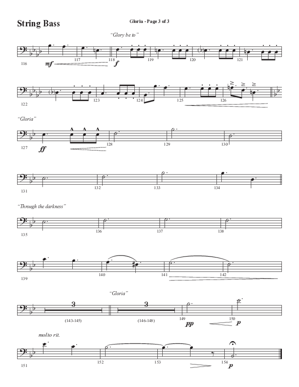 Gloria (Our Savior Found Us) (Choral Anthem SATB) Double Bass (Word Music Choral / Arr. Cliff Duren)