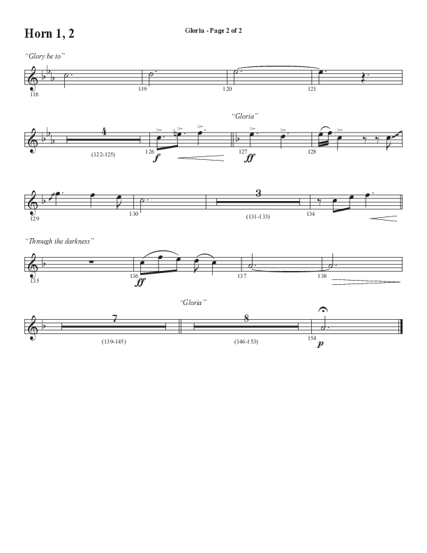 Gloria (Our Savior Found Us) (Choral Anthem SATB) French Horn 1/2 (Word Music Choral / Arr. Cliff Duren)