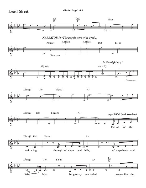 Gloria (Our Savior Found Us) (Choral Anthem SATB) Lead Sheet (Melody) (Word Music Choral / Arr. Cliff Duren)