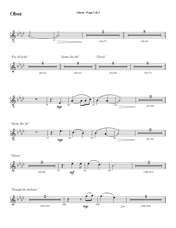 Gloria (Our Savior Found Us) (Choral Anthem SATB) Oboe (Word Music Choral / Arr. Cliff Duren)