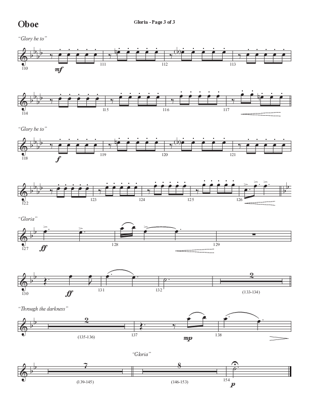 Gloria (Our Savior Found Us) (Choral Anthem SATB) Oboe (Word Music Choral / Arr. Cliff Duren)