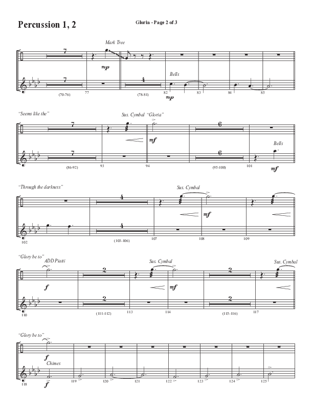 Gloria (Our Savior Found Us) (Choral Anthem SATB) Percussion 1/2 (Word Music Choral / Arr. Cliff Duren)
