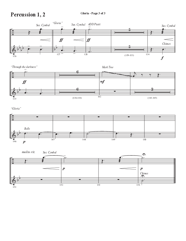 Gloria (Our Savior Found Us) (Choral Anthem SATB) Percussion 1/2 (Word Music Choral / Arr. Cliff Duren)