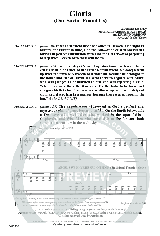 Gloria (Our Savior Found Us) (Choral Anthem SATB) Anthem (SATB/Piano) (Word Music Choral / Arr. Cliff Duren)