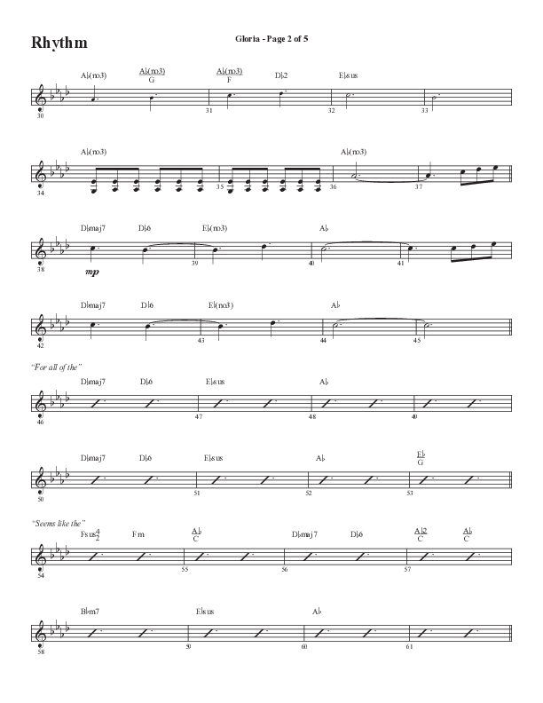Gloria (Our Savior Found Us) (Choral Anthem SATB) Rhythm Chart (Word Music Choral / Arr. Cliff Duren)