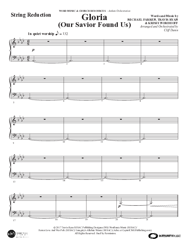 Gloria (Our Savior Found Us) (Choral Anthem SATB) Synth Strings (Word Music Choral / Arr. Cliff Duren)