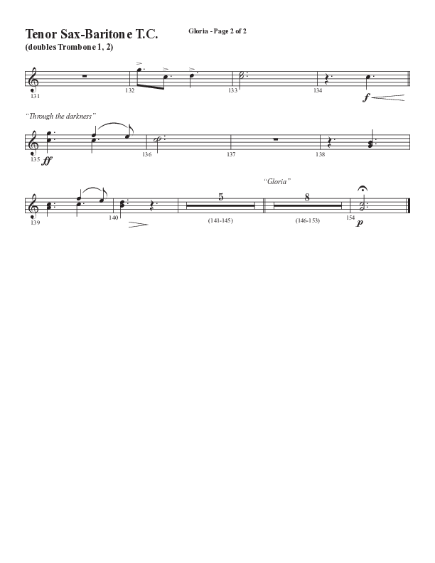 Gloria (Our Savior Found Us) (Choral Anthem SATB) Tenor Sax/Baritone T.C. (Word Music Choral / Arr. Cliff Duren)