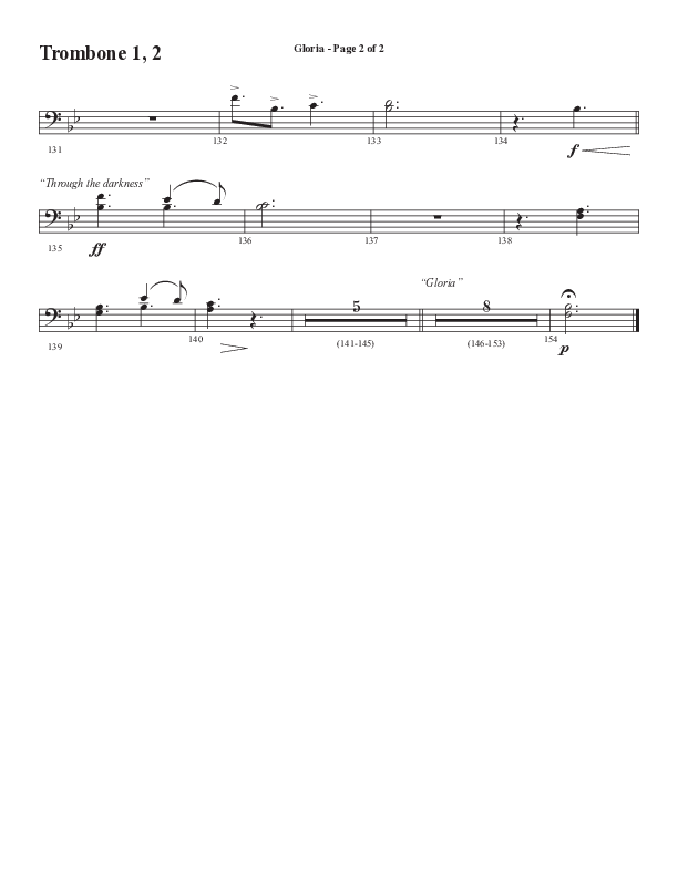 Gloria (Our Savior Found Us) (Choral Anthem SATB) Trombone 1/2 (Word Music Choral / Arr. Cliff Duren)