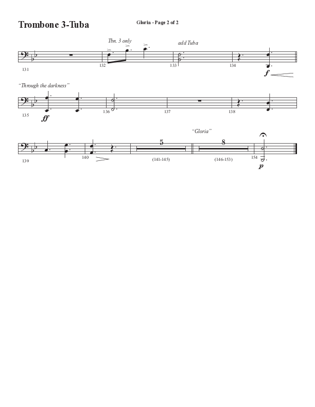 Gloria (Our Savior Found Us) (Choral Anthem SATB) Trombone 3/Tuba (Word Music Choral / Arr. Cliff Duren)