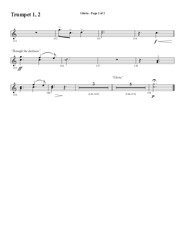 Gloria (Our Savior Found Us) (Choral Anthem SATB) Trumpet 1,2 (Word Music Choral / Arr. Cliff Duren)