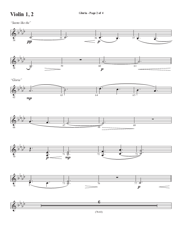 Gloria (Our Savior Found Us) (Choral Anthem SATB) Violin 1/2 (Word Music Choral / Arr. Cliff Duren)