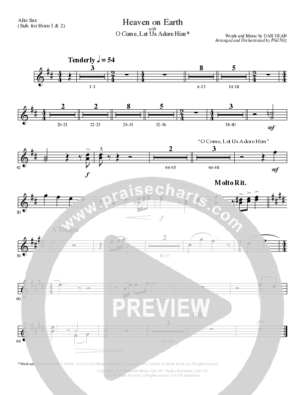 Heaven On Earth with O Come Let Us Adore Him (Choral Anthem SATB) Alto Sax (Lillenas Choral / Arr. Phil Nitz)