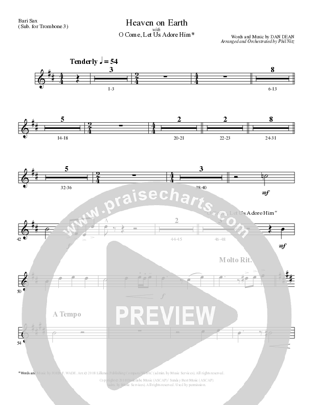 Heaven On Earth with O Come Let Us Adore Him (Choral Anthem SATB) Bari Sax (Lillenas Choral / Arr. Phil Nitz)