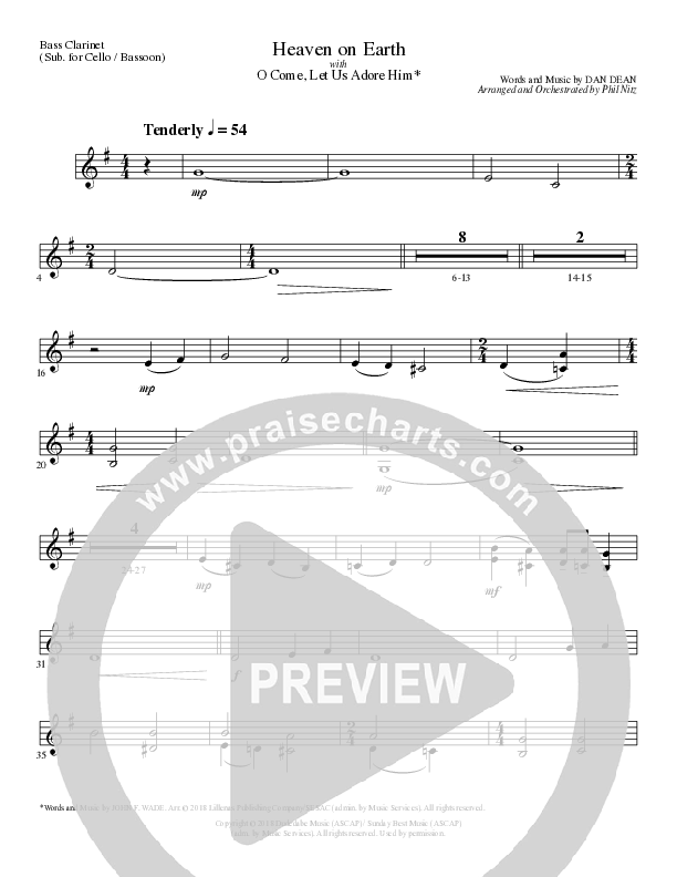 Heaven On Earth with O Come Let Us Adore Him (Choral Anthem SATB) Bass Clarinet (Lillenas Choral / Arr. Phil Nitz)